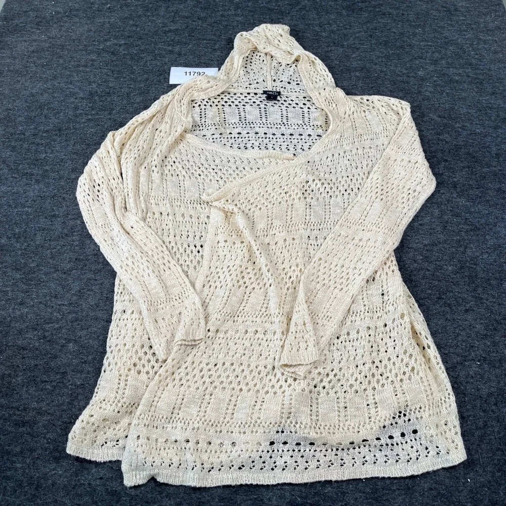 Rue21 Cardigan Women's Large Cream Crochet Lightweight Long Sleeve Open Front